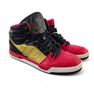 Adidas Originals EVM High Top Sneakers – Men’s Size 7 Red, Gold & Black
